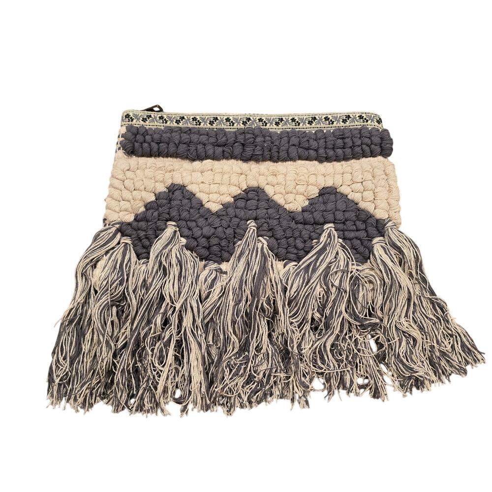 Lovestitch Woven Fringe Tassel Clutch Boho Handbag